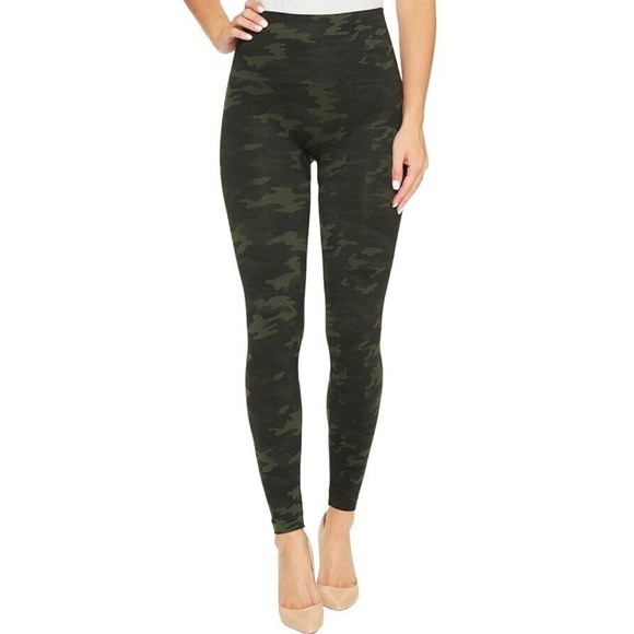 SPANX Seamless Camo Leggings Tummy Control High Waist Green Camo Size Large - Picture 1 of 6
